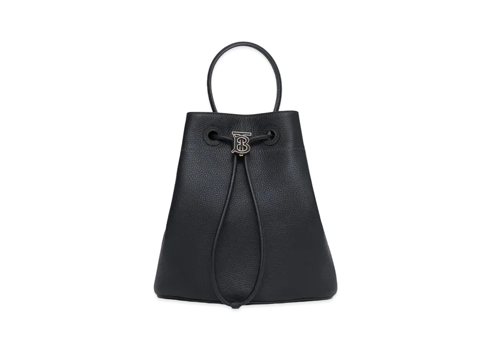 Burberry Small Grainy Leather TB Bucket Bag "Black"