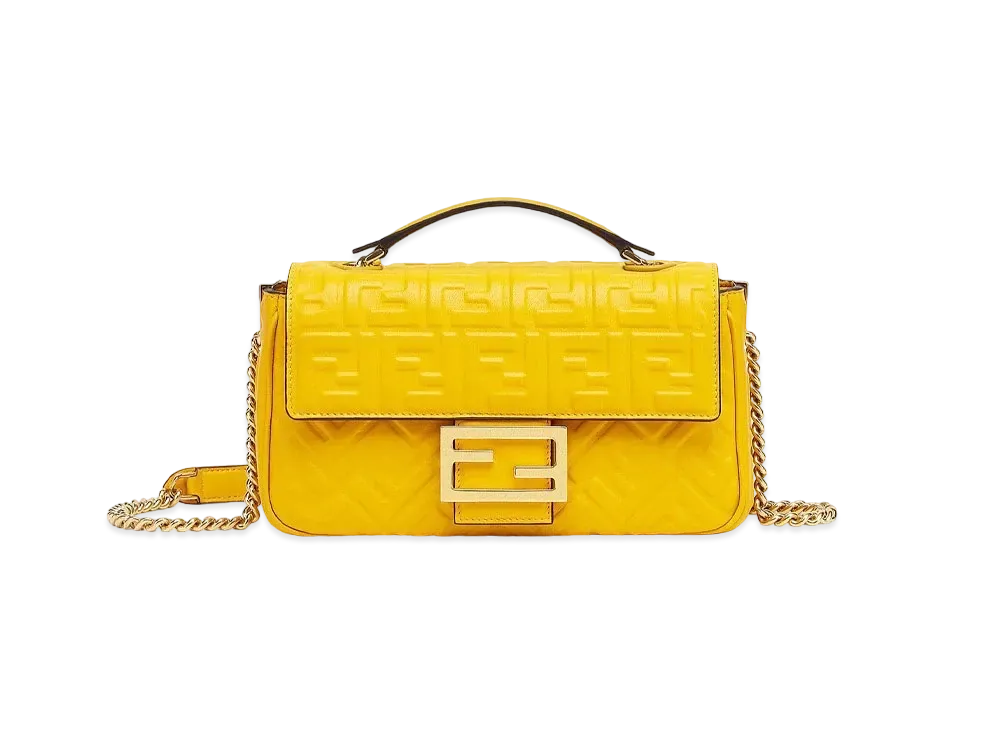FENDI Mida Baguette Chain Nappa Leather Bag "Yellow"