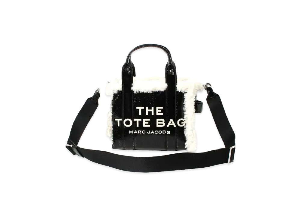 MARC JACOBS The Mini Crinkle Leather Tote Bag "Black White"