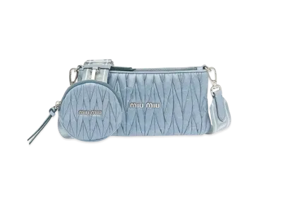 MIU MIU Materasse Shine Shoulder Bag "Light Blue"