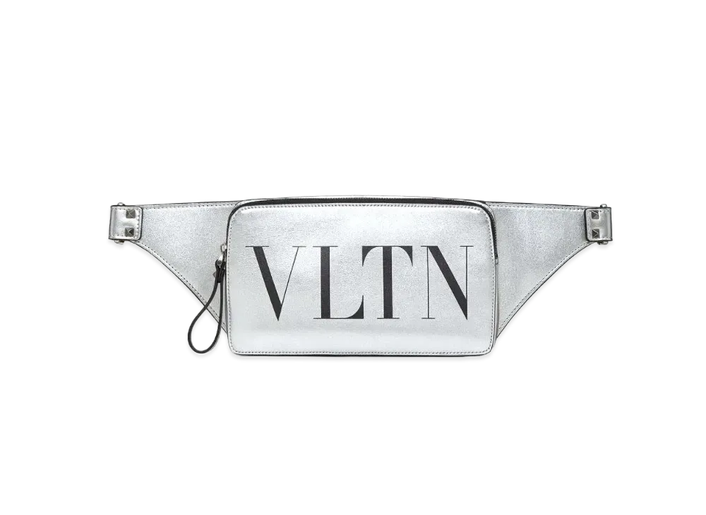 Valentino VLTN Leather Belt Bag "Silver/Black"