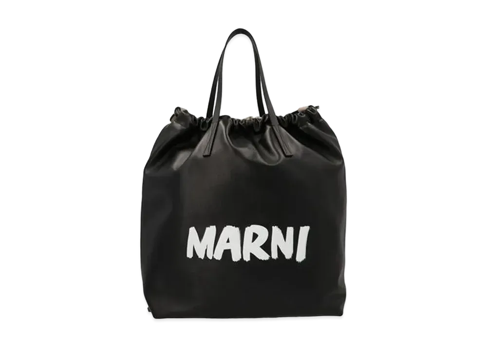 Marni Black and Beige Gusset Backpack Bag in Smooth Leather "Black/Beige"