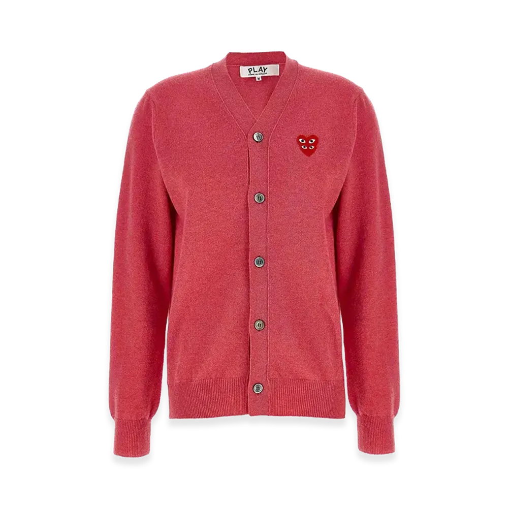 PLAY COMME des GARCONS Women's Double Emblem Cardigan "Pink"