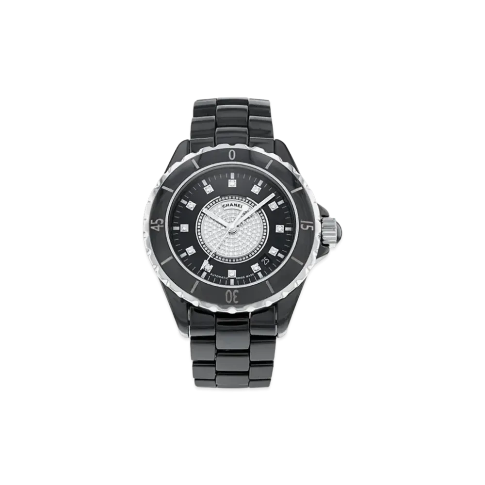 CHANEL J12 Ceramic 38mm 12P Diamonds "Black"