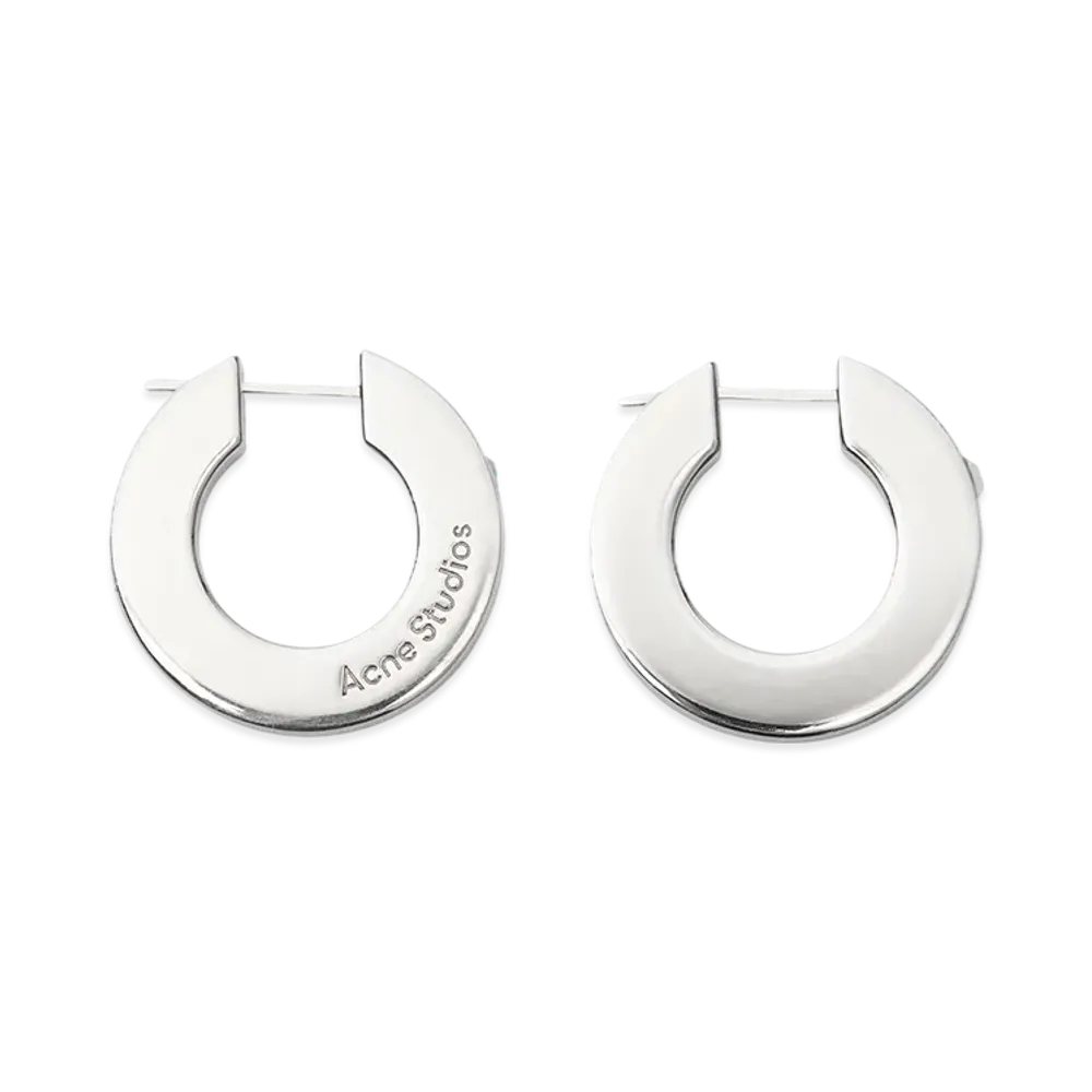Acne Studios Crystal Hoop Earrings "Semi-Matte Silver"