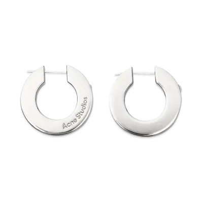 Acne Studios Crystal Hoop Earrings "Semi-Matte Silver"