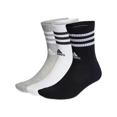 adidas 3-Stripes Cushion Crew Socks 3 Pairs "Medium Grey Heather/White/Black/White"