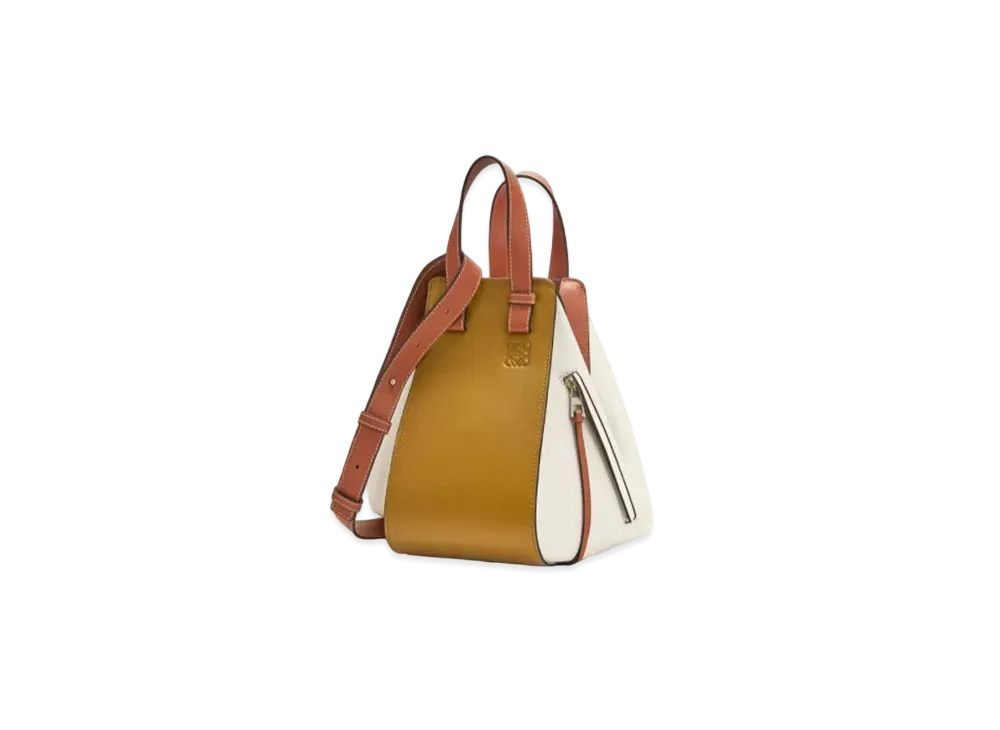 LOEWE Small Hammock Bag In Classic Calfskin "Ochre Green / Soft White"