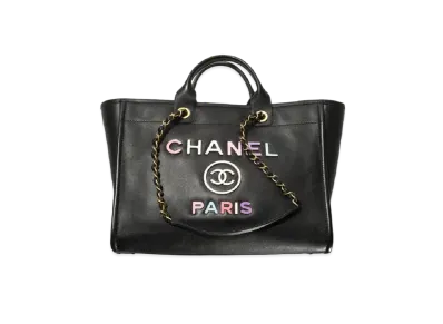 CHANEL Large Shopping Bag Calfskin & Enamel "Black"