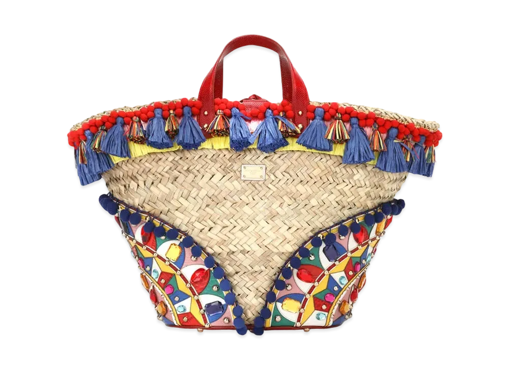 Dolce&Gabbana Cendra Coffter Bag Straw Embroiderery "Multicolor"