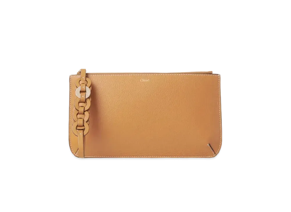 Chloe Small Darryl Pouch In Grained & Shiny Calfskin "Brown"