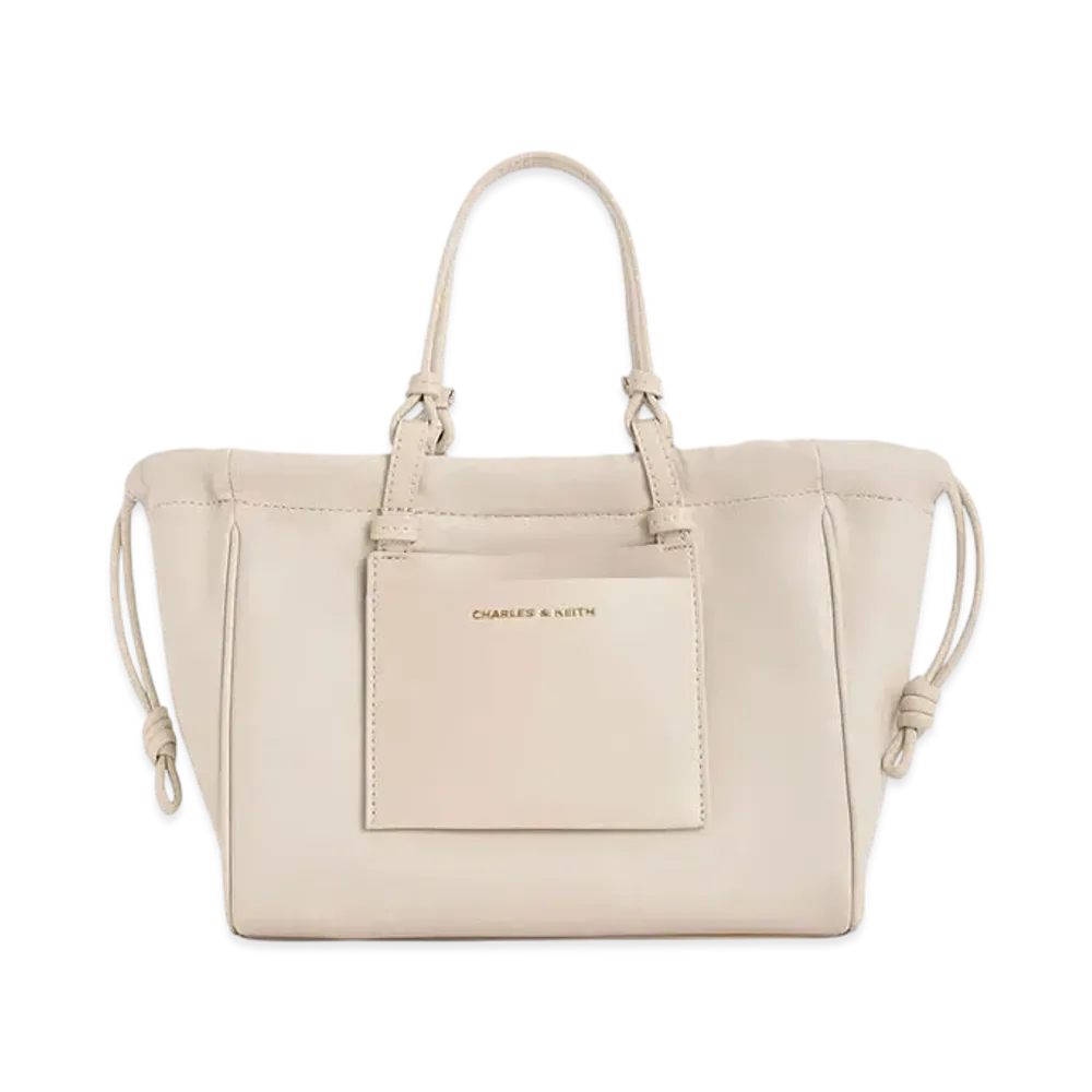 CHARLES & KEITH Babylon Drawstring Tote Bag "Oat"