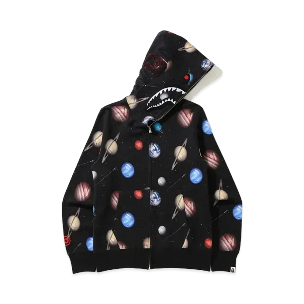 A BATHING APE GALAXY SHARK FULL ZIP HOODIE "Black"