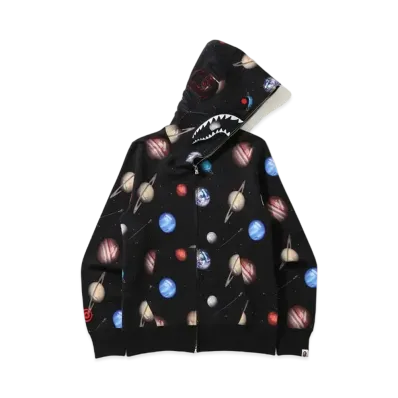A BATHING APE GALAXY SHARK FULL ZIP HOODIE "Black"