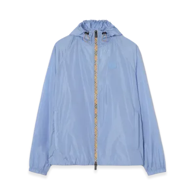 Burberry Checker Tape Nylon Hooded Jacket "Cornflower Blue"