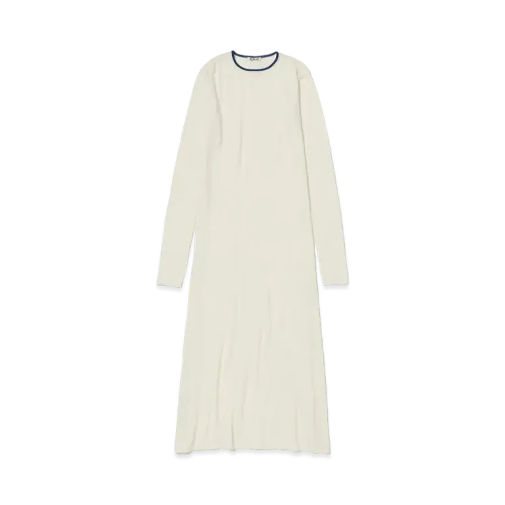 AURALEE Hard Twist High Gauge Wool Silk Knit Dress "Ivory"