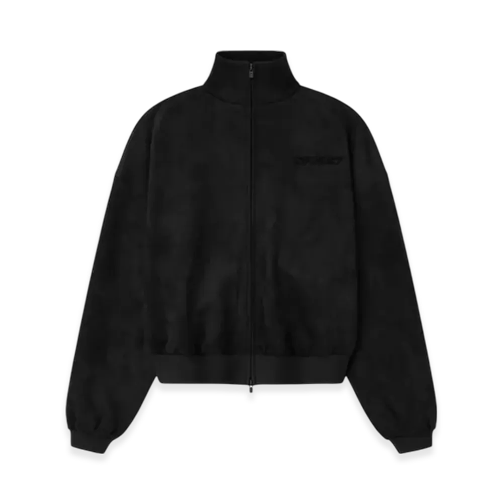 FEAR OF GOD ESSENTIALS Women's Suede Fleece Vintage Track Jacket "Vintage Black"