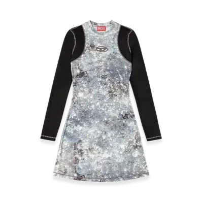 Diesel D-Vanne Long Sleeved Mini Dress "Black Blue"