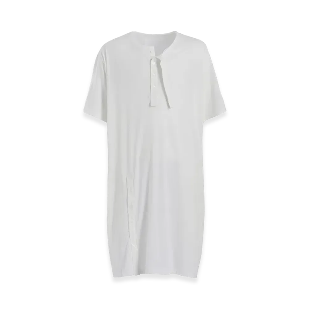 Yohji Yamamoto POUR HOMME Cotton Modal Jersey Henry Neck SS T "White"