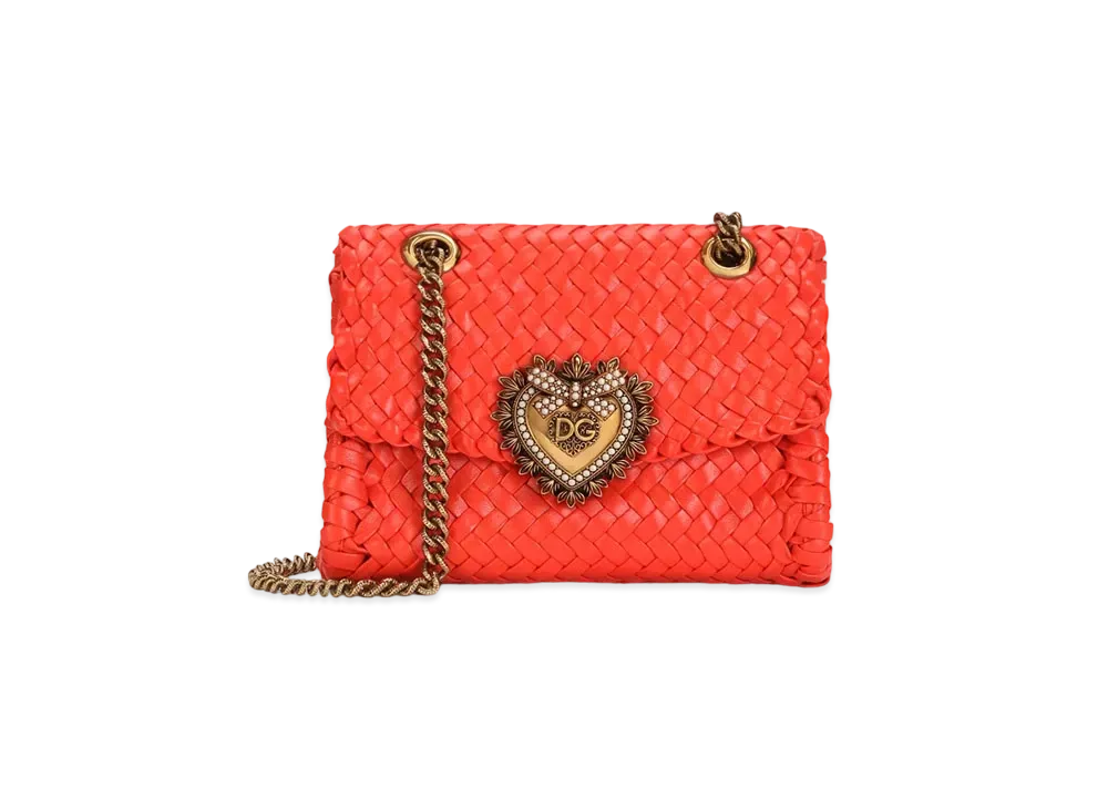 Dolce&Gabbana Devotion Shoulder Bag Small Woven Nappa "Orange"