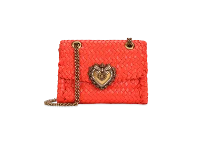 Dolce&Gabbana Devotion Shoulder Bag Small Woven Nappa "Orange"