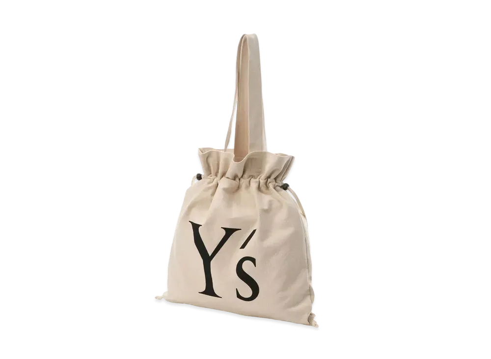Yohji Yamamoto Y's WASHED CANVAS Y's LOGO DRAWSTRING BAG "Off White"