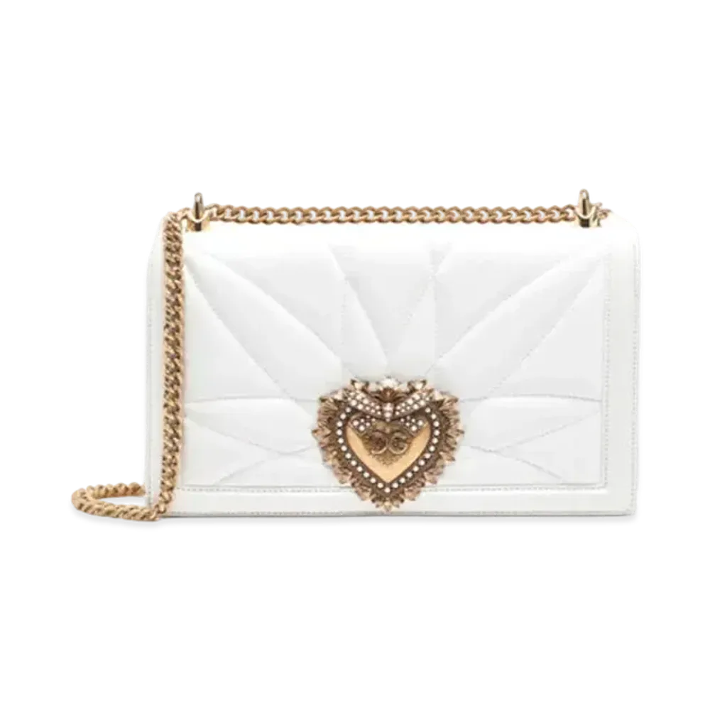 Dolce&Gabbana Devotion Bag Big Size Matrasse Nappa Leather "Optical White"