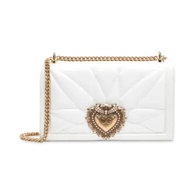 Dolce&Gabbana Devotion Bag Big Size Matrasse Nappa Leather "Optical White"