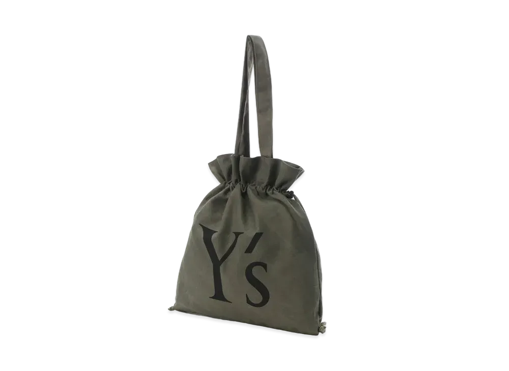 Yohji Yamamoto Y's WASHED CANVAS Y's LOGO DRAWSTRING BAG "Khaki"