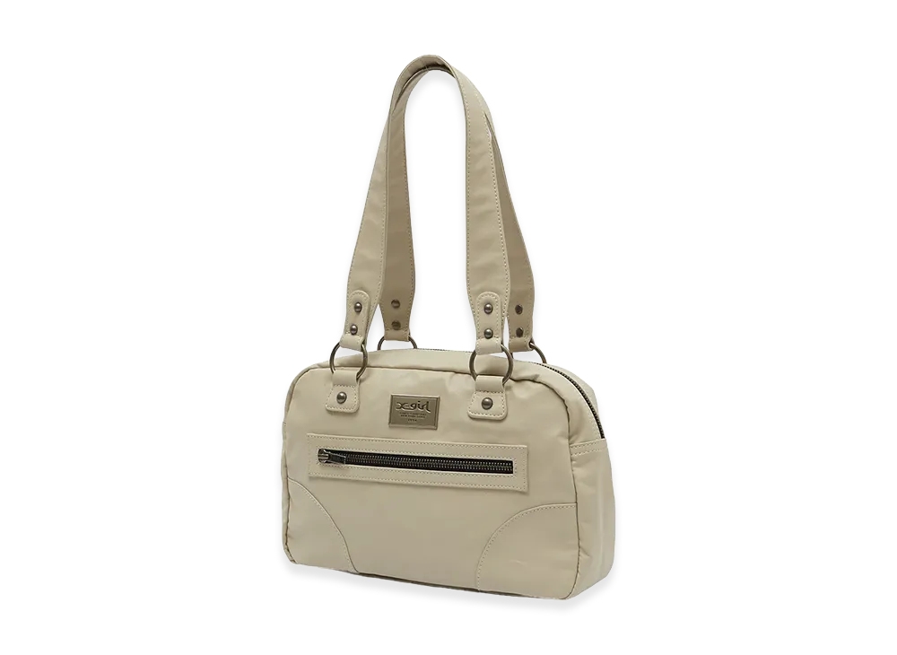 X-Girl Women's Metal Logo Plate Faux Leather Handbag "White"