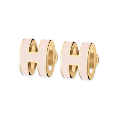 Hermes Mini Pop H Earrings "Gold/Rose Dragee"