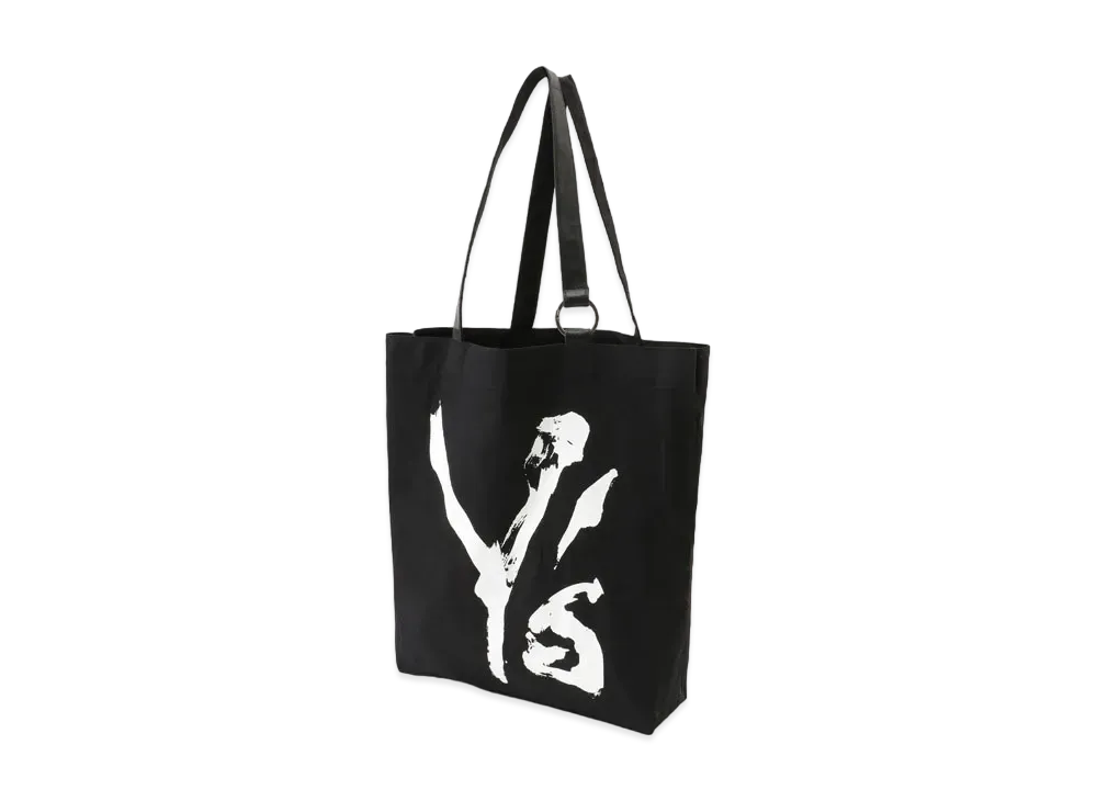 Yohji Yamamoto Y's Y's LOGO CALLIGRAPHY PRINT CANVAS TOTE BAG "Black"
