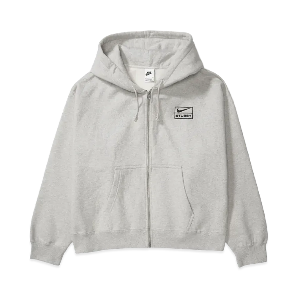 Stussy x Nike Stone Washed Fleece Zip Hoodie "Grey Heather" (Asia Size) FJ9182-050