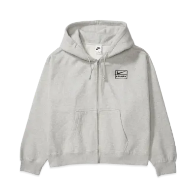 Stussy x Nike Stone Washed Fleece Zip Hoodie "Grey Heather" (Asia Size) FJ9182-050