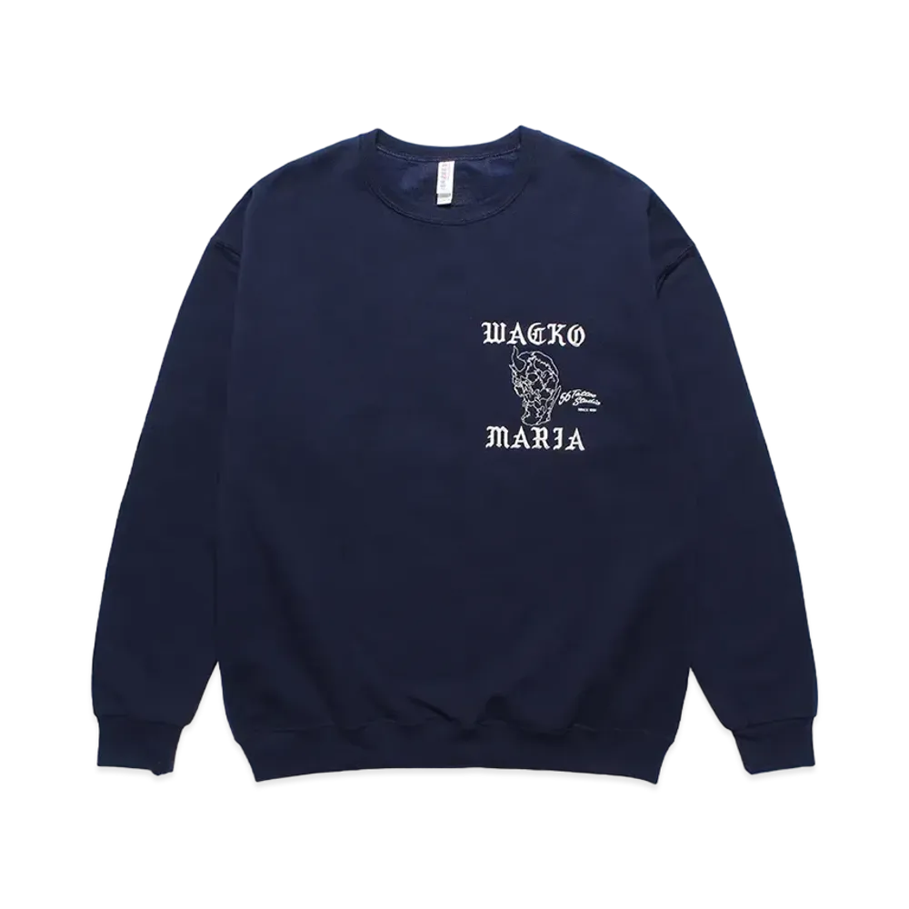 57 Tattoo Studio x WACKO MARIA Sweat Shirt "Navy"