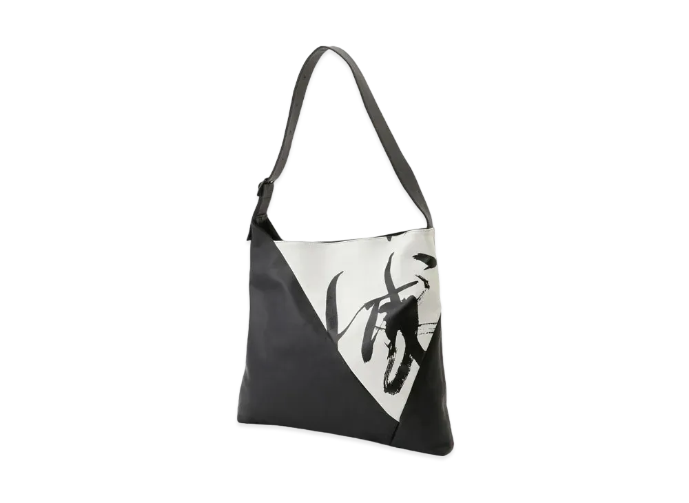Yohji Yamamoto Y's Y's LOGO CALLIGRAPHY PRINT LEATHER BAG "Black"