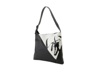 Yohji Yamamoto Y's Y's LOGO CALLIGRAPHY PRINT LEATHER BAG "Black"