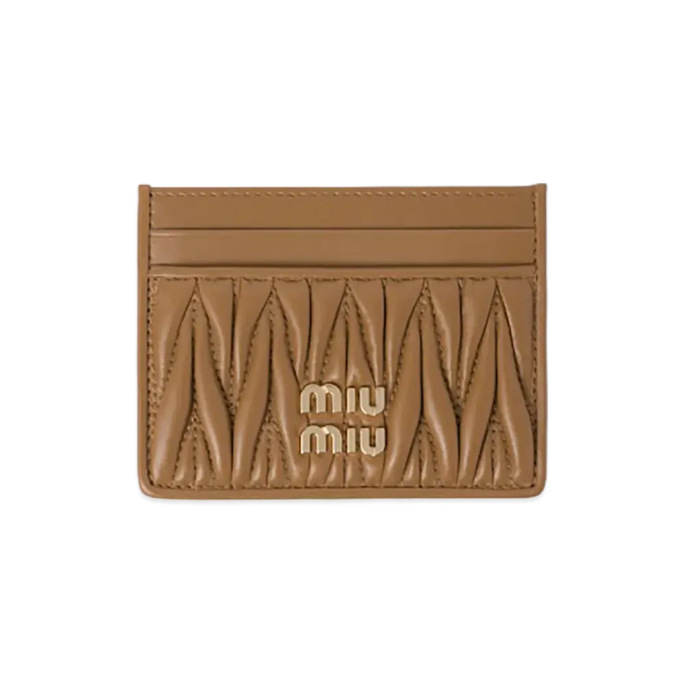 MIU MIU Matelasse Leather Card Case "Caramel"
