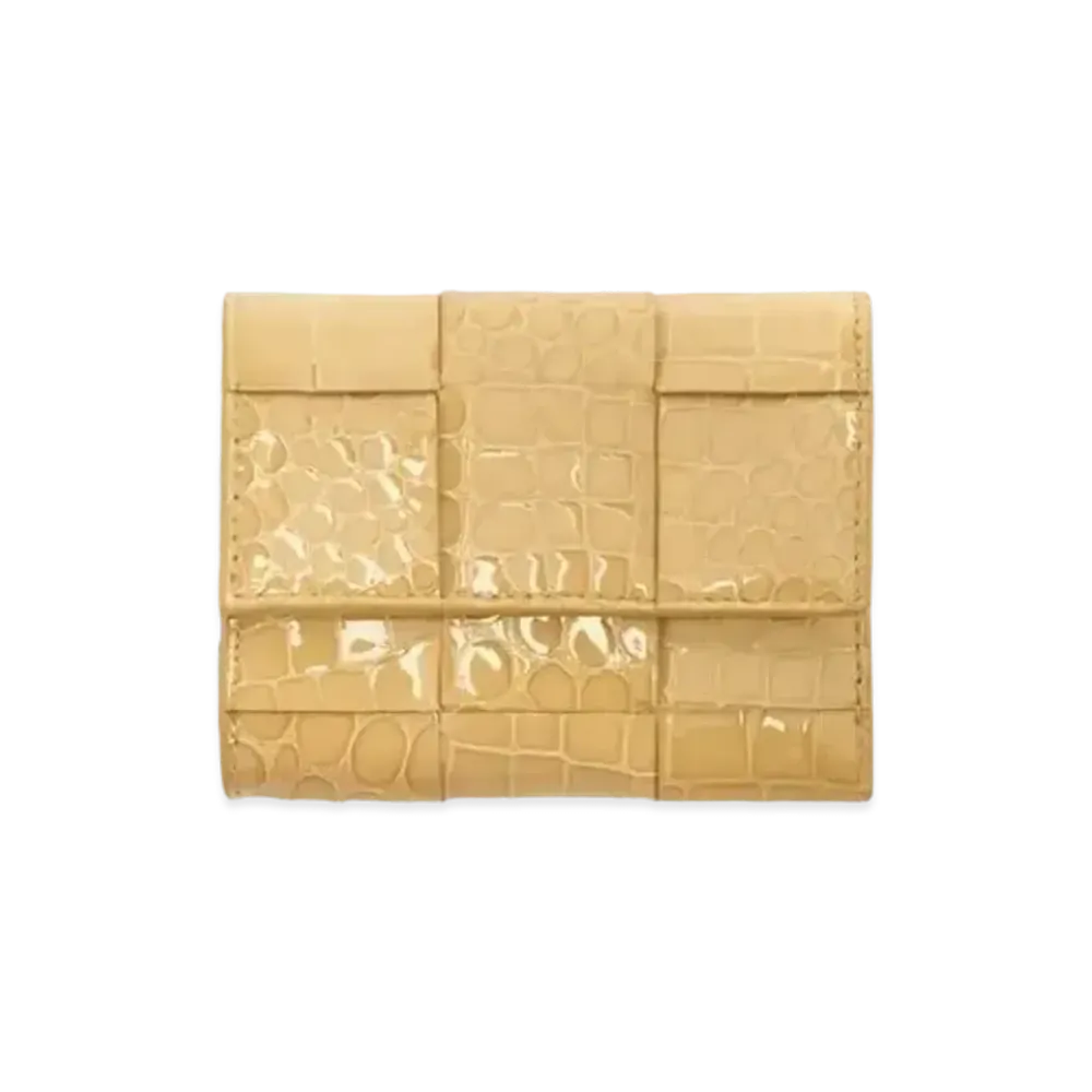 Bottega Veneta Casette Maxi Intrecciato Calfskin Zip Trifold Wallet "Praline"