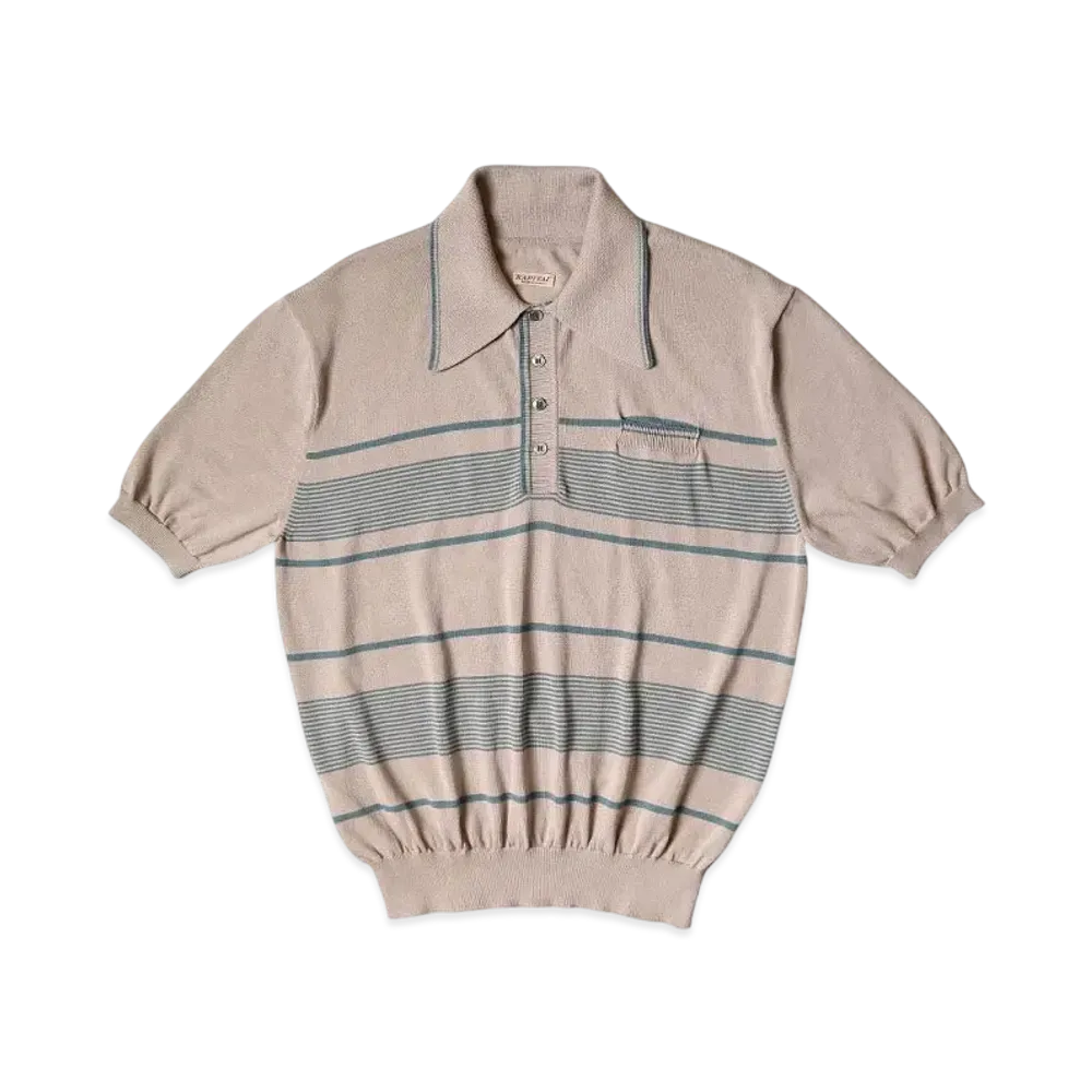 KAPITAL 14G Cotton Knit Stripe Carol Polo "Beige"