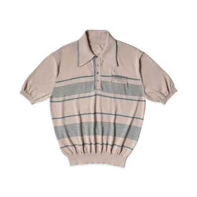 KAPITAL 14G Cotton Knit Stripe Carol Polo "Beige"