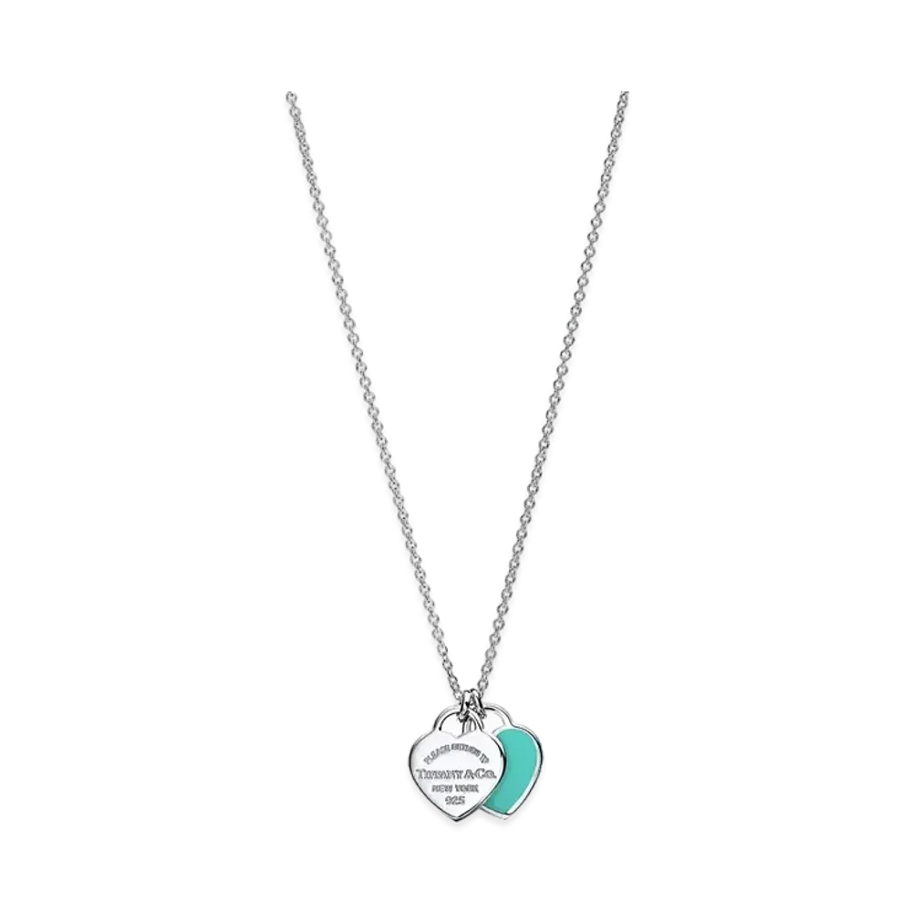 Tiffany & Co. Return to Tiffany Double Heart Tag Pendant In Silver Mini "Tiffany Blue"