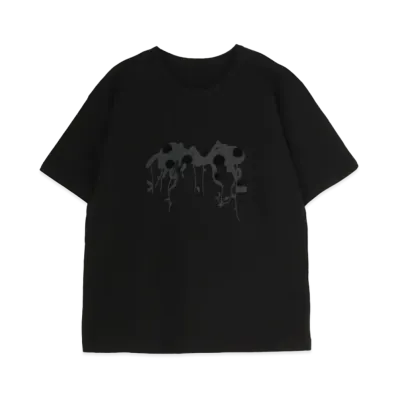 Yohji Yamamoto Y's PLAIN STITCH BUG PIGMENT FLOCKY PRINT ROUND NECK SHORT SLEEVE T "Black"