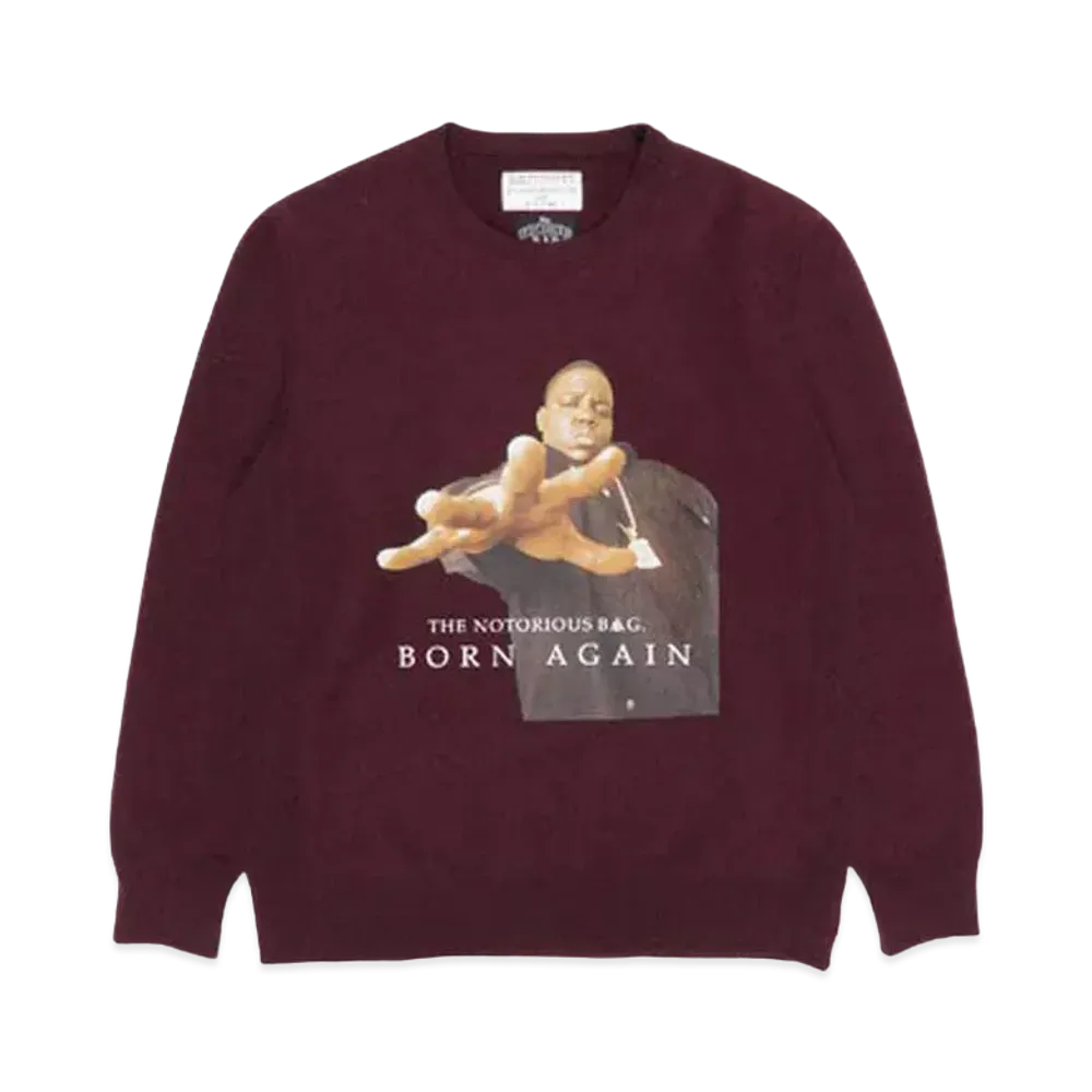WACKO MARIA THE NOTORIOUS B.I.G. HEAVY WEIGHT SWEAT SHIRT "BURGUNDY"