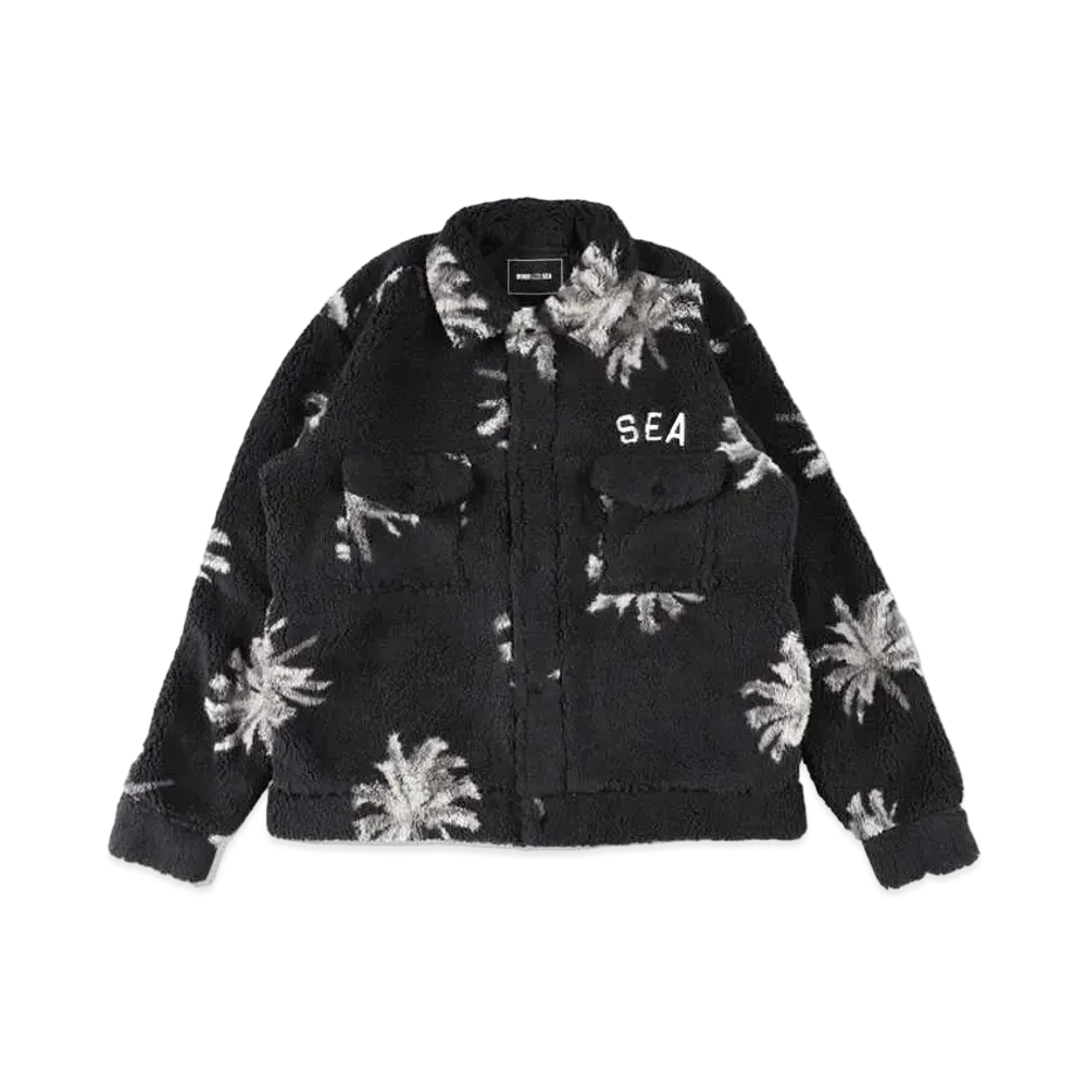 WIND AND SEA Palm Tree Pattern Fleece Blouson "Black"