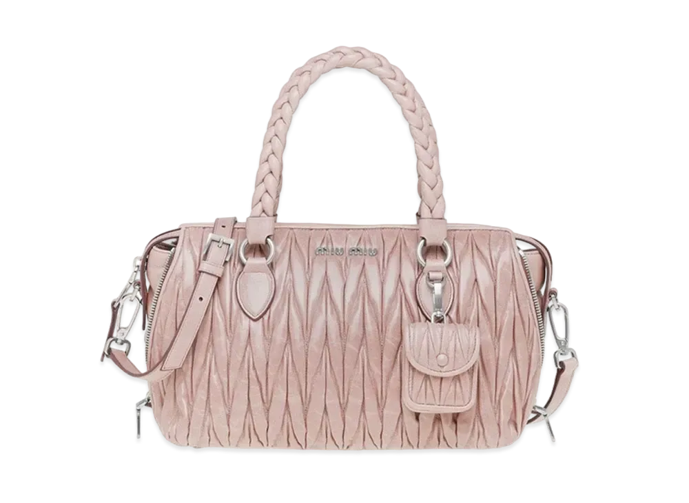 MIU MIU Materasse Shine Leather Handbag "Pink"