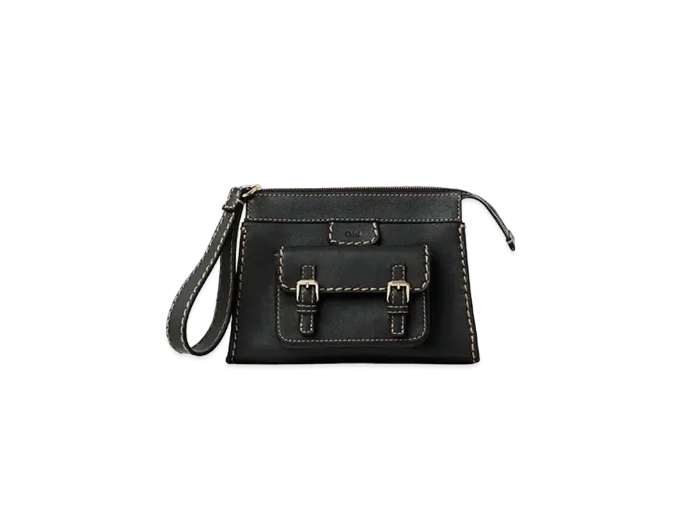 Chloe Edith Small Pouch In Buffalo Leather "Black"