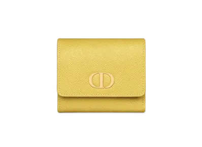 Dior 30 Montaigne Lotus Wallet Grained Calfskin "Mustard Yellow"