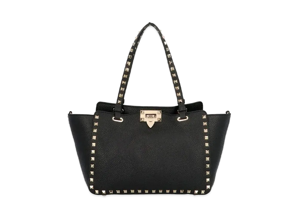 Valentino Small Grain Calfskin Leather Rockstud Bag "Black"