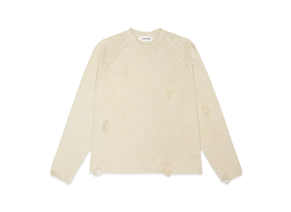 DISCOVERED DAMAGE COTTON CREW NECK KNIT "BONE"